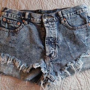 Dark Acid Washed Jean Shorts